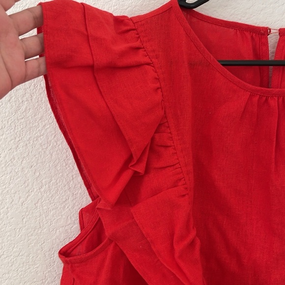 Express Red Ruffle Sleeve Blouse - Picture 4 of 6